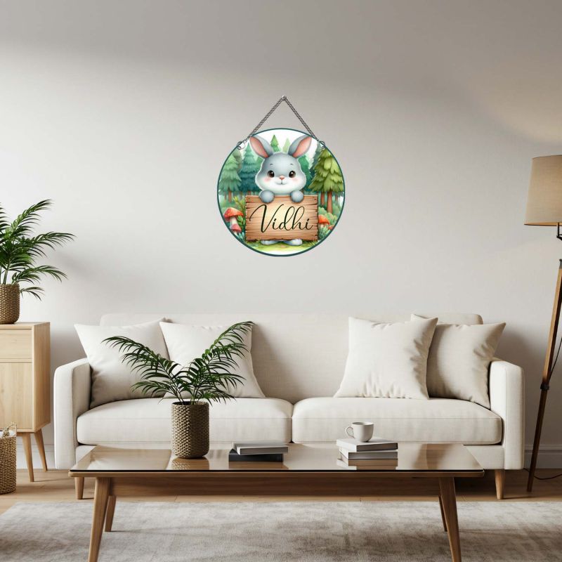 Personalized Bunny Theme Kids Room Name Plate, Decorative Wall Hanging for Nursery & Playroom Birthday Gift for Boys & Girls Kids Door Decor